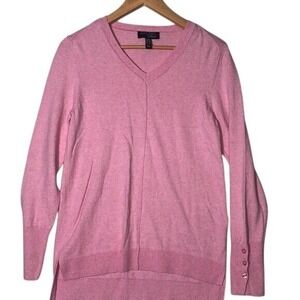 Attitudes‎ by Renee Pink V-Neck Sweater Size XXS